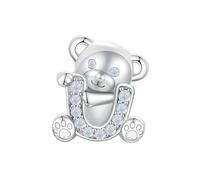 LAYCHEN Breloques Ours En Argent Sterling 925, Motif « i Love U », Animal Mignon Avec Opale, Adaptées Aux Bracelets Européens, Accessoires De Bricolage
