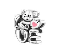 LAYCHEN Breloques Ours Rose En Forme D'amour, Adaptées Aux Bracelets Originaux En Argent 925, À Faire Soi-même, Pour Femme, Bijoux Fins, Cadeau