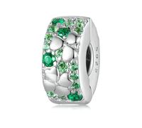 LAYCHEN Breloques Rondes En Argent Sterling 925 Et Zircon Vert, En Forme De Trèfle À Quatre Feuilles, Porte-bonheur, Pour Bracelet Femme, Diy