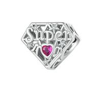 LAYCHEN Breloques Super Mom Pour Femmes, Création De Bijoux, Breloques Familiales En Argent Sterling 925 Pour Bracelets Originaux