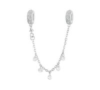 LAYCHEN Chaîne De Sécurité Délicate En Argent Sterling 925 Avec Breloque En Silicone Et Zircone Cubique Pour Femme, Compatible Avec Un Bracelet Original, Bijoux Fins