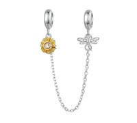 LAYCHEN Chaîne De Sécurité En Gel De Silice Avec Perles De Tournesol En Émail Et Argent Sterling 925, Motif Libellule, Pour Bracelet Et Jonc Pour Femme, À Faire Soi-même