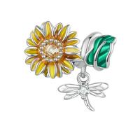LAYCHEN Chaîne De Sécurité En Gel De Silice Avec Perles De Tournesol En Émail Et Argent Sterling 925, Motif Libellule, Pour Bracelet Et Jonc Pour Femme, À Faire Soi-même