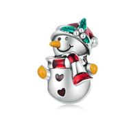 LAYCHEN Collection de Noël en argent sterling 925 avec pendentif en forme de bonhomme de neige et perle de père Noël, pour femme, bracelet, cadeau de Noël, bijoux raffinés, Vedi immagine