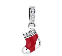 LAYCHEN Collection de Noël en argent sterling 925 avec pendentif en forme de Père Noël, perles de pomme, pour bracelet et bracelets pour femme, cadeau de Noël bricolage, Vedi immagine