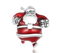 LAYCHEN Collection de Noël en argent sterling 925 avec pendentif en forme de Père Noël, perles de pomme, pour bracelet et bracelets pour femme, cadeau de Noël bricolage, Vedi immagine