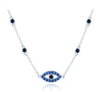 LAYCHEN Collier Avec Pendentif Œil Gardien En Argent Sterling 925 Et Zircon Bleu, Chaîne Porte-bonheur Pour Femme, Bijoux Fins