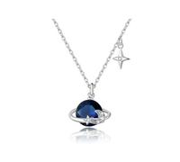 LAYCHEN Collier Avec Pendentif Planète Bleue En Argent Sterling 925 Pour Femme, Motif Étoiles, Bijou De Fiançailles