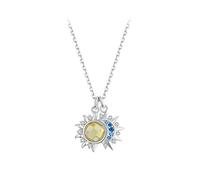 LAYCHEN Collier Avec Pendentif Soleil Et Lune En Argent Sterling 925 Et Or Blanc, Chaîne De Cou Pour Femme, Bijou Fin, Idéal Pour Une Fête