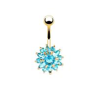 LAYCHEN Fleur Verte Zircon Nombril Anneaux Papillon Gouttelettes d'eau Pendant Nombril Anneau Piercing Nombril Bijoux De Corps