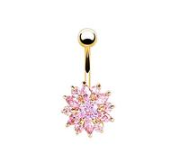 LAYCHEN Fleur Verte Zircon Nombril Anneaux Papillon Gouttelettes d'eau Pendant Nombril Anneau Piercing Nombril Bijoux De Corps