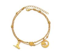 LAYCHEN Haïti Carte La Cheville Couleur Or Coeur Pied Chaîne Bijoux Ayiti avec Coeur Ethnique