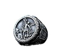 LAYCHEN Nouvelles Bagues pour Hommes Dieu Chevalier Dragon Slayer Saint George Bague Religion Bijoux Cadeaux