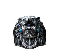 LAYCHEN Nouvelles Bagues pour Hommes Vintage Indian Warrior Biker avec Loup Animal Ring Religion Jewelry