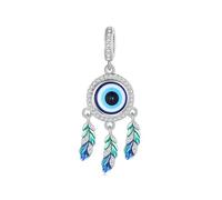 LAYCHEN Pendentif Attrape-rêves En Argent Sterling 925, Perles Bleues Œil Du Diable, Breloques Pour Bracelet Femme, Bijoux Fins À Faire Soi-même