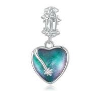 LAYCHEN Pendentif Cœur Porte-bonheur En Argent Sterling 925, Idéal Pour La Fabrication De Bracelets Et De Colliers, Bijoux Fins, Breloques Cœur Étoilées