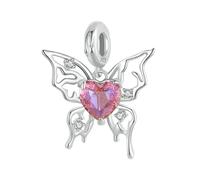 LAYCHEN Pendentif Cœur Rose En Argent Sterling 925, Perles Papillon Et Rose, Pour Bracelet Original, Accessoires Diy