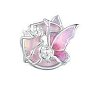 LAYCHEN Pendentif Cœur Rose En Argent Sterling 925, Perles Papillon Et Rose, Pour Bracelet Original, Accessoires Diy