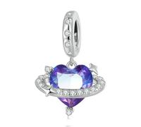LAYCHEN Pendentif Cœur Violet En Argent Sterling 925, Breloques Étoile Et Planète, Pour La Fabrication De Bracelets Et Joncs, Bijoux Fins