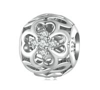LAYCHEN Pendentif Délicat En Argent Sterling 925 Avec Cœur Rose Pour Femme, Idéal Pour Un Bracelet Ou Un Jonc, Breloques En Zircone Brillant, Bijoux Fins