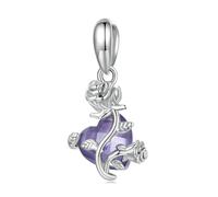 LAYCHEN Pendentif Délicat En Argent Sterling 925 Avec Cœur Rose Pour Femme, Idéal Pour Un Bracelet Ou Un Jonc, Breloques En Zircone Brillant, Bijoux Fins