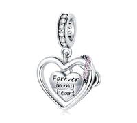 LAYCHEN Pendentif En Argent Sterling 925 Avec Breloque « amour Infini » Brillante, Cœur Éternel, Zircone Rose, Perle Creuse Pour Bracelet