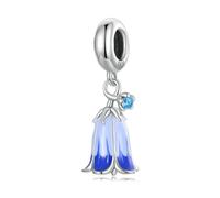 LAYCHEN Pendentif En Argent Sterling 925 Avec Clochettes Bleues, Idéal Pour La Fabrication De Bracelets Et Joncs, Breloques Papillon Et Orchidée, Bijoux Fins