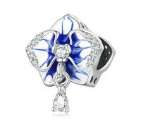 LAYCHEN Pendentif En Argent Sterling 925 Avec Clochettes Bleues, Idéal Pour La Fabrication De Bracelets Et Joncs, Breloques Papillon Et Orchidée, Bijoux Fins