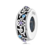 LAYCHEN Pendentif En Argent Sterling 925 Avec Zirconium Violet Texturé Vintage Pour Femme, Compatible Avec Bracelets Et Joncs Diy, Breloques En Perles Brillantes