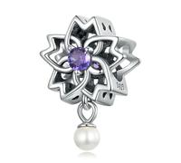 LAYCHEN Pendentif En Argent Sterling 925 Avec Zirconium Violet Texturé Vintage Pour Femme, Compatible Avec Bracelets Et Joncs Diy, Breloques En Perles Brillantes