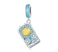 LAYCHEN Pendentif En Argent Sterling 925, Breloque Carte De Tarot Lune/étoile, Compatible Avec Bracelets Et Colliers Originaux, Bijoux Diy, Perles Bamoer 925