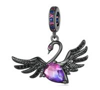 LAYCHEN Pendentif En Argent Sterling 925 En Forme De Cygne Noir, Breloques En Or Noir Pour Bracelets Et Colliers Pour Femmes, Bijoux Diy