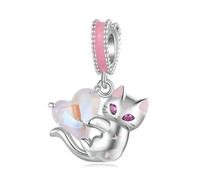 LAYCHEN Pendentif En Forme De Cœur En Argent Sterling 925, Perle Suspendue En Forme De Chat, Pour Femme, Bracelet Original, Collier, Bijoux Fins