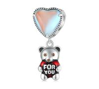 LAYCHEN Pendentif En Forme De Cœur Et D'ours En Argent Sterling 925, Breloque Trèfle À Quatre Feuilles, Pour Bracelet Femme, Bijoux Fins À Faire Soi-même
