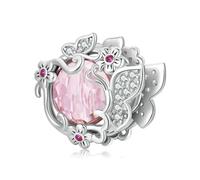 LAYCHEN Pendentif Hibou En Argent Sterling 925, Perles En Forme De Cœur Pour Bracelet Et Collier Pour Femme, Serti Pavé D'oxydes De Zirconium, Bijoux Fins