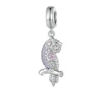 LAYCHEN Pendentif Hibou En Argent Sterling 925, Perles En Forme De Cœur Pour Bracelet Et Collier Pour Femme, Serti Pavé D'oxydes De Zirconium, Bijoux Fins