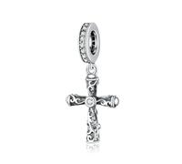 LAYCHEN Pendentif Jésus Et Croix En Argent Sterling 925 Pour Femme, Compatible Avec Bracelets Et Joncs Diy, Collection De Breloques Croix Vintage, Bijoux Fins