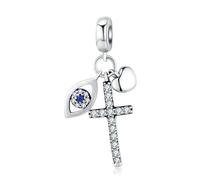 LAYCHEN Pendentif Jésus Et Croix En Argent Sterling 925 Pour Femme, Compatible Avec Bracelets Et Joncs Diy, Collection De Breloques Croix Vintage, Bijoux Fins