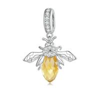 LAYCHEN Pendentif Libellule Délicat En Argent Sterling 925, Perles D'abeille Jaunes, Pour Bracelets Et Joncs Pour Femmes, Bijoux Fins À Faire Soi-même