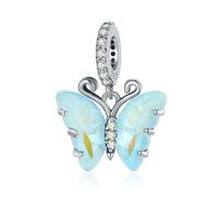 LAYCHEN Pendentif Papillon Aurora En Argent Sterling 925, Idéal Pour La Fabrication De Bracelets Et De Colliers Pour Femmes, Breloques Brillantes