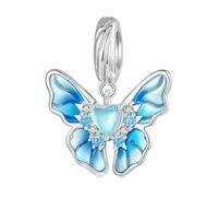 LAYCHEN Pendentif Papillon En Argent Sterling 925 Émail Bleu, Pierre De Lune, Pour Bracelet Et Collier Pour Femme, Diy