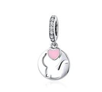 LAYCHEN Pendentif Patte D'animal En Argent Sterling 925 Et Zircone Rose, Breloque En Forme De Cœur, Pour Bracelet Et Collier Pour Femme, Diy