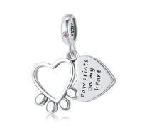 LAYCHEN Pendentif Patte D'animal En Argent Sterling 925 Et Zircone Rose, Breloque En Forme De Cœur, Pour Bracelet Et Collier Pour Femme, Diy