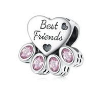 LAYCHEN Pendentif Patte D'animal En Argent Sterling 925 Et Zircone Rose, Breloque En Forme De Cœur, Pour Bracelet Et Collier Pour Femme, Diy