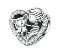 LAYCHEN Pendentif Patte D'animal En Argent Sterling 925 Et Zircone Rose, Breloque En Forme De Cœur, Pour Bracelet Et Collier Pour Femme, Diy