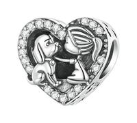LAYCHEN Pendentif Patte D'animal En Argent Sterling 925 Et Zircone Rose, Breloque En Forme De Cœur, Pour Bracelet Et Collier Pour Femme, Diy