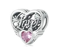 LAYCHEN Pendentif Patte D'animal En Argent Sterling 925 Et Zircone Rose, Breloque En Forme De Cœur, Pour Bracelet Et Collier Pour Femme, Diy