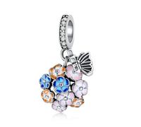 LAYCHEN Pendentif Plume De Paon En Argent Sterling 925 Émaillé Multicolore, Perle D'éternité Pour Bracelet Et Jonc Pour Femme