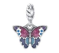 LAYCHEN Pendentif Plume De Paon En Argent Sterling 925 Émaillé Multicolore, Perle D'éternité Pour Bracelet Et Jonc Pour Femme