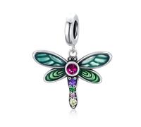 LAYCHEN Pendentif Plume De Paon En Argent Sterling 925 Émaillé Multicolore, Perle D'éternité Pour Bracelet Et Jonc Pour Femme